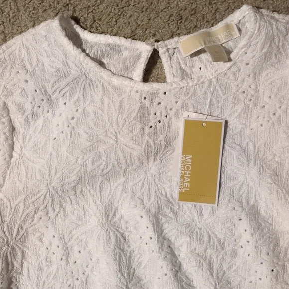 Michael Kors White Floral Textured Blouse - Picture 2 of 3